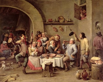 カーニバル： &39;Le Roi Boit&39;、1690（銅に油彩） 作： David Teniers the Younger